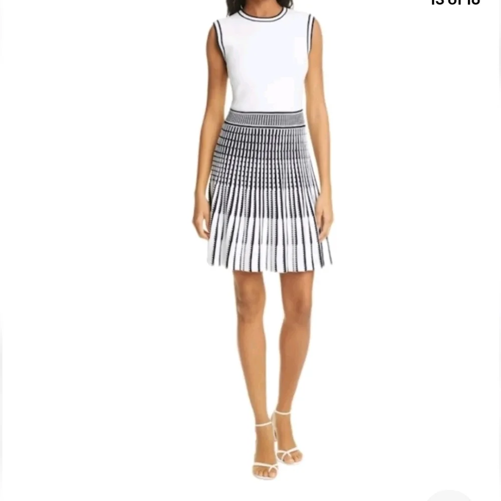 NWTCTed Baker US 16 white black cocktail STREACH Dress - Picture 1 of 15